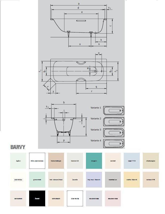 Kaldewei vana Advantage Saniform V2 160x70x41 cm, č. 362, Varianta 2 192200010001